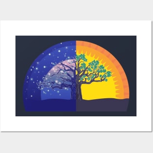 Day and night tree of life Posters and Art